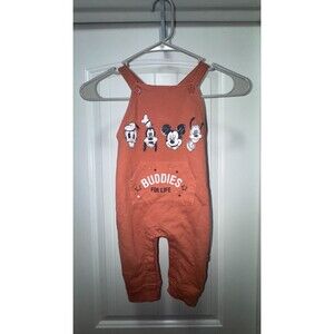 Disney Baby 18M Mickey Mouse Friends Buddies For Life Orange Romper Overalls